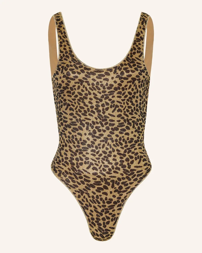 Oséree Badeanzug Animalier Sporty Maillot braun Gold