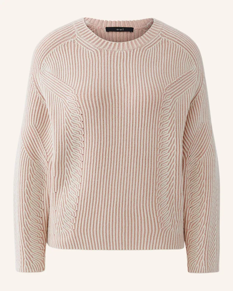 Oui  Pullover weiss Rosa