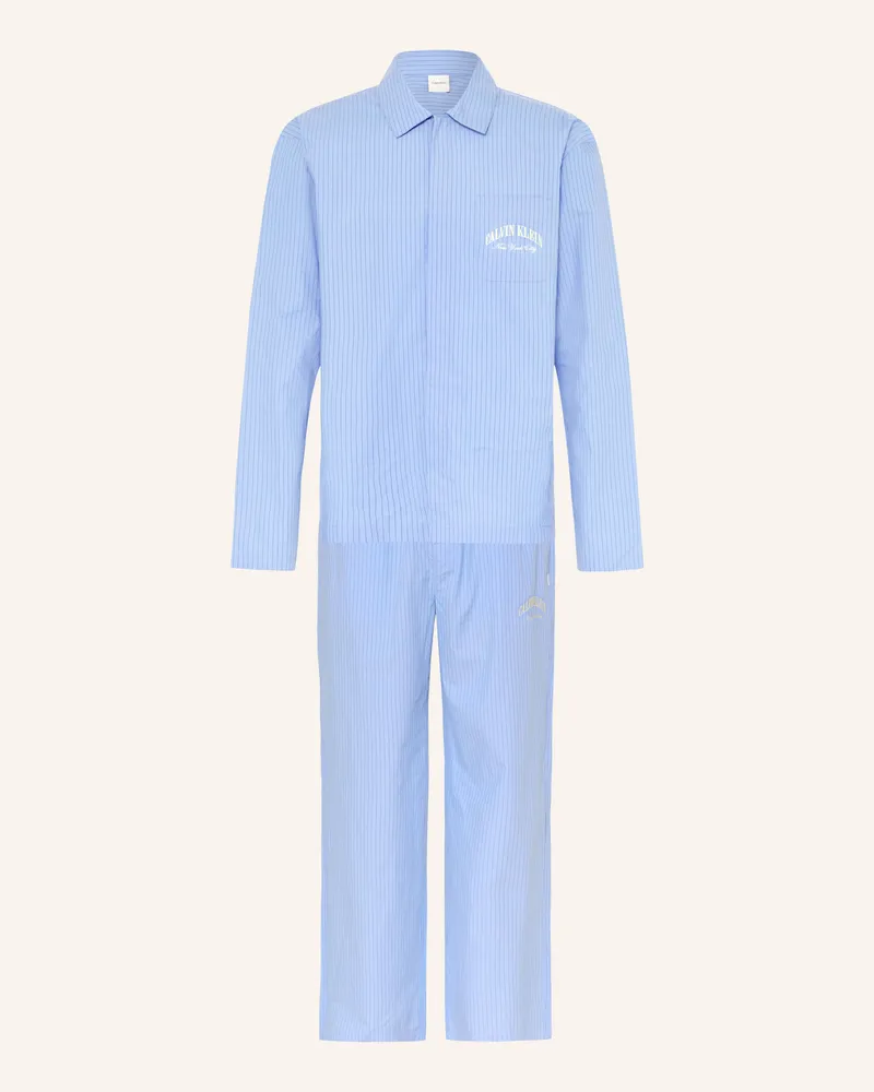 Calvin Klein Schlafanzug COTTON CREST Hellblau