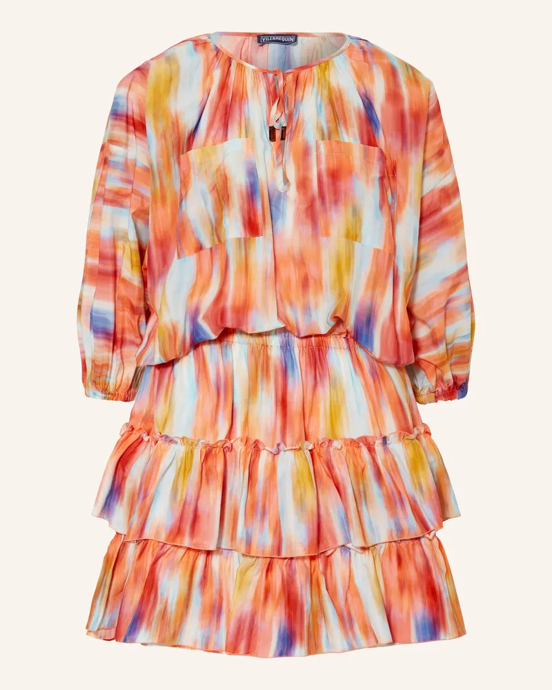 Vilebrequin Strandkleid Ikat Flowers Lauriane Mit Seide Und 3/4-Arm rot Orange