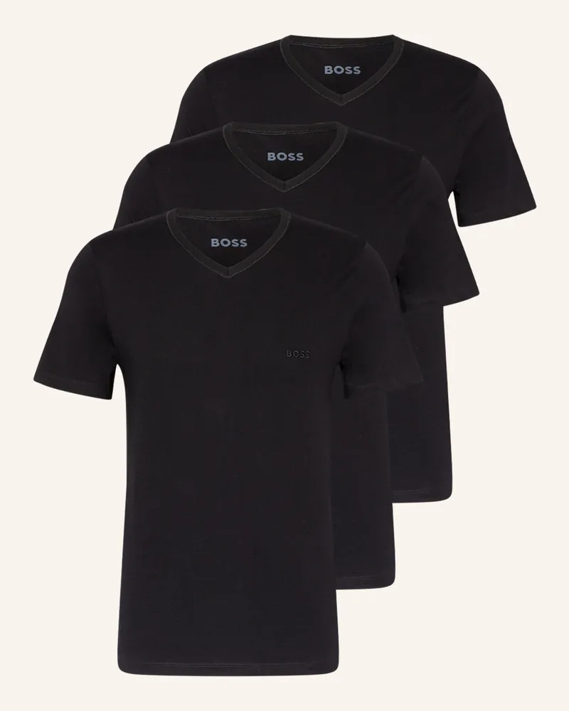 HUGO BOSS 3er-Pack V-Shirts schwarz Schwarz