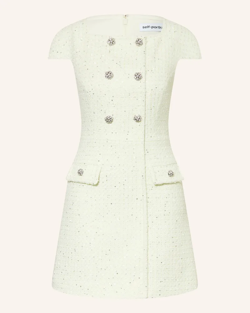 Self-Portrait Bouclé-Kleid Mit Pailletten gruen Hellgrün