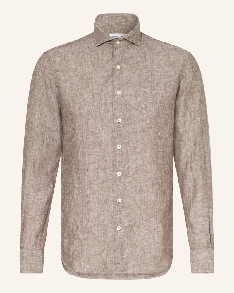Profuomo Leinenhemd Slim Fit braun Braun