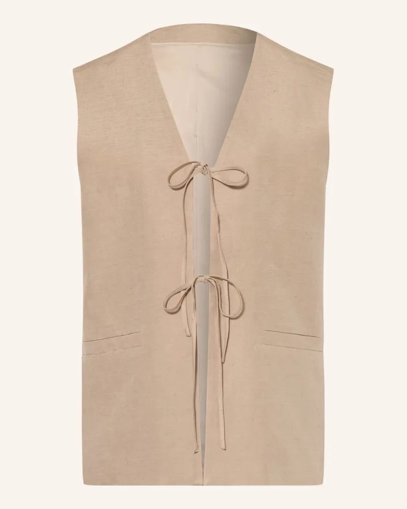 Selected Weste Mit Leinen beige Hellbraun