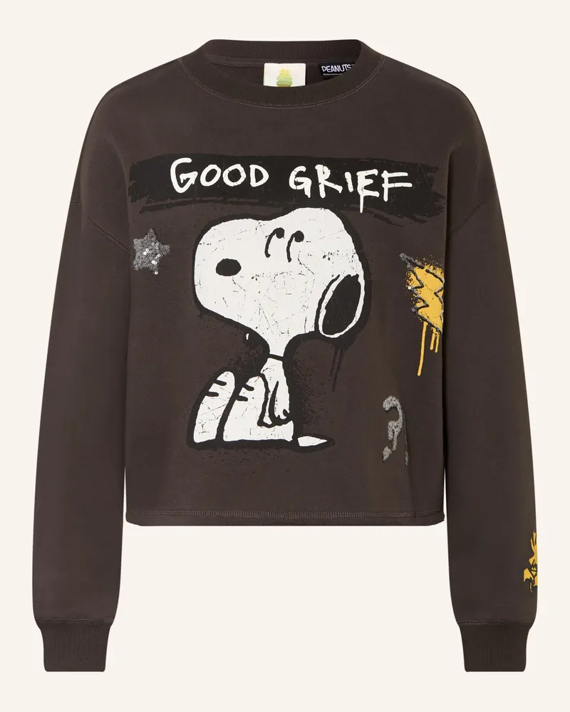 Frogbox Sweatshirt Mit Pailletten braun Dunkelbraun