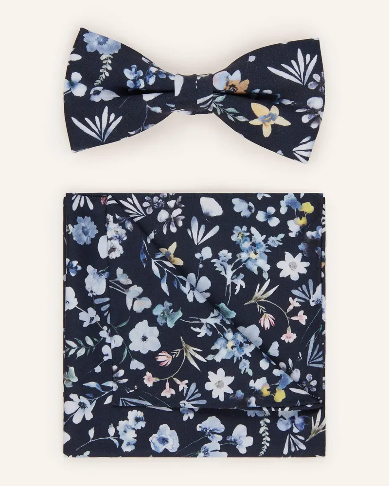 Olymp Set: Fliege und Einstecktuch Dunkelblau