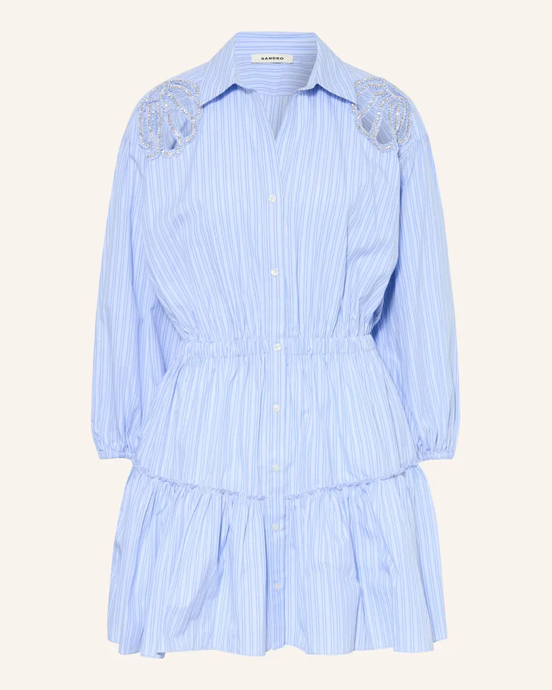 Sandro Hemdblusenkleid Mit Schmucksteinen Und 3/4-Arm blau Hellblau
