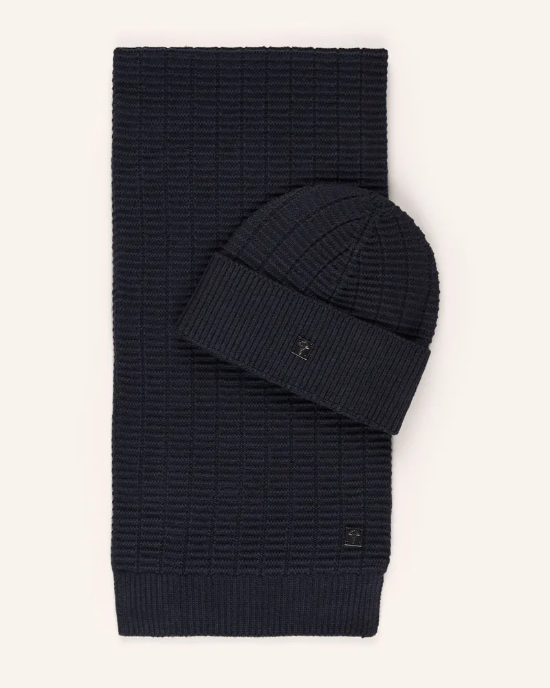 JOOP! Set: Schal und Mütze Dunkelblau