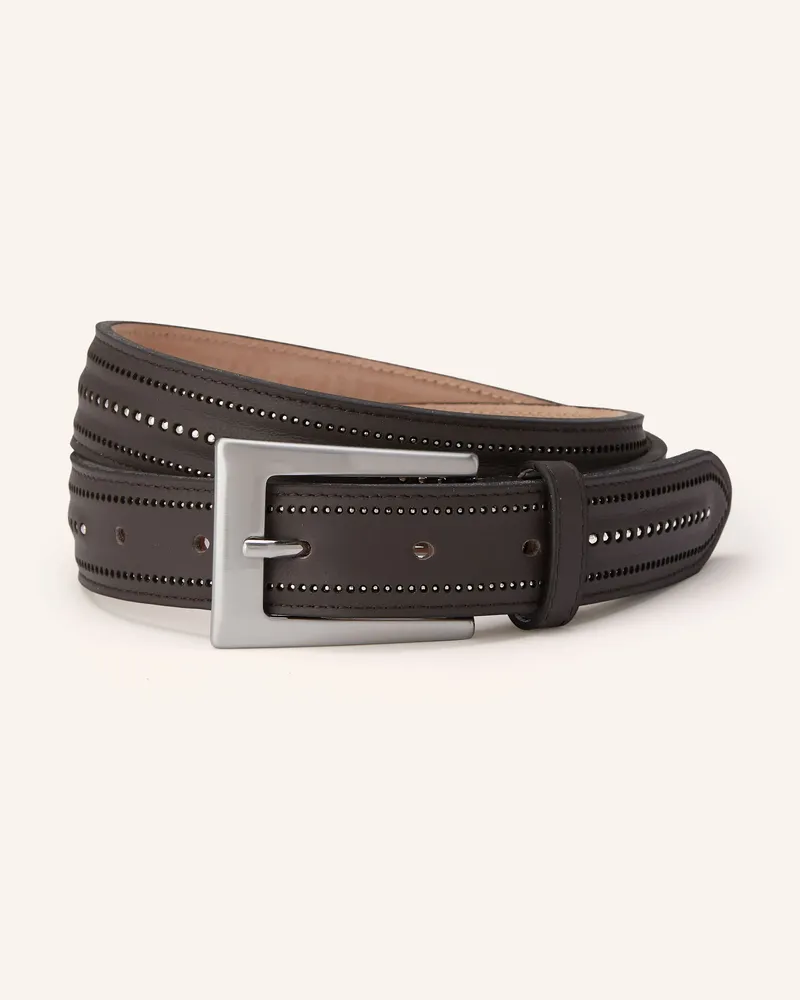 Peserico Ledergürtel mit Schmucksteinen Taupe