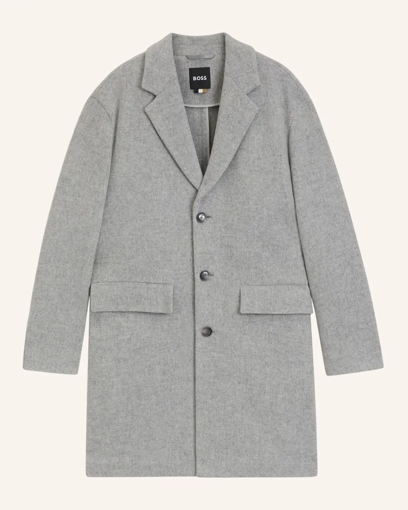 HUGO BOSS Klassischer Mantel C-CALE-FLAPS-254 Relaxed Fit Grau