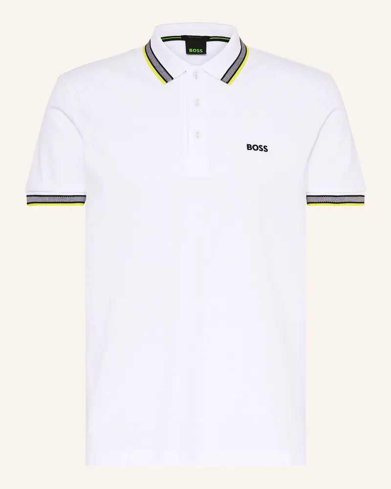 HUGO BOSS Piqué-Poloshirt PADDY CURVED Regular Fit Weiss