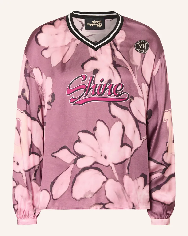Yippie Hippie Blusenshirt Aus Satin rosa Dunkellila