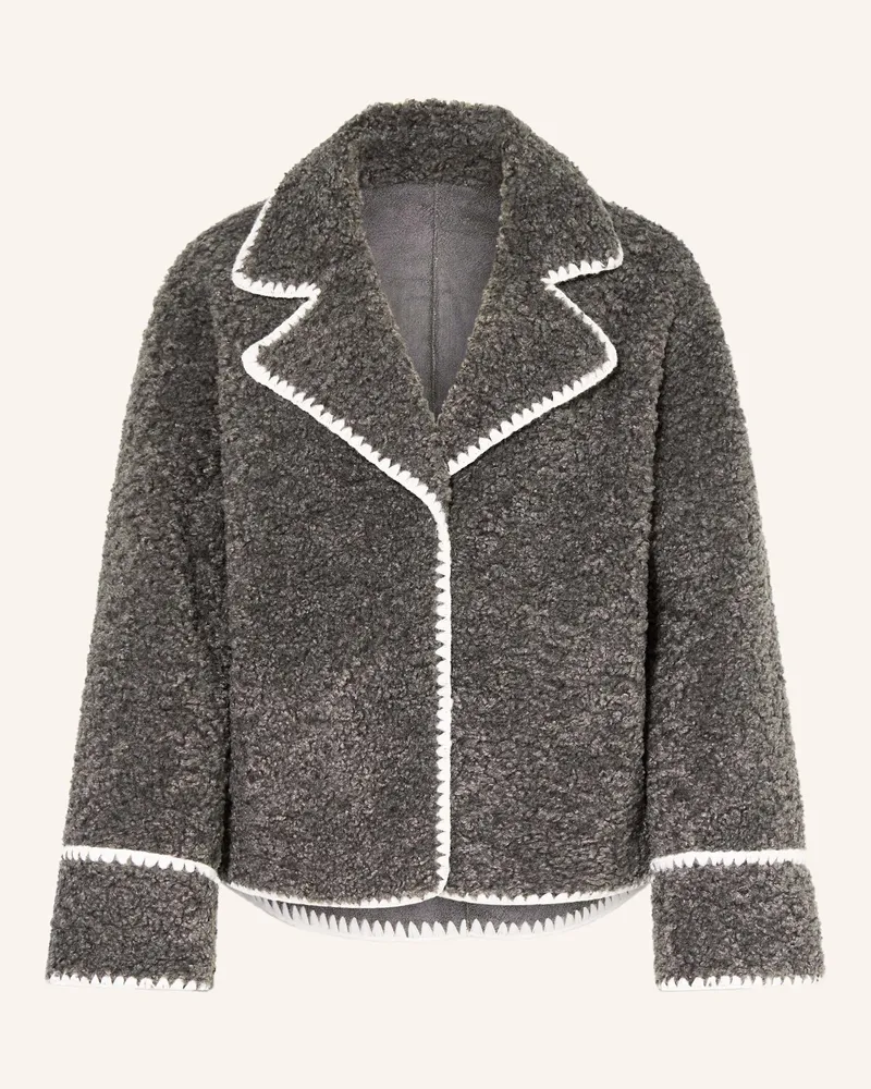 Mrs & HUGS Teddyfell-Jacke grau Dunkelgrau
