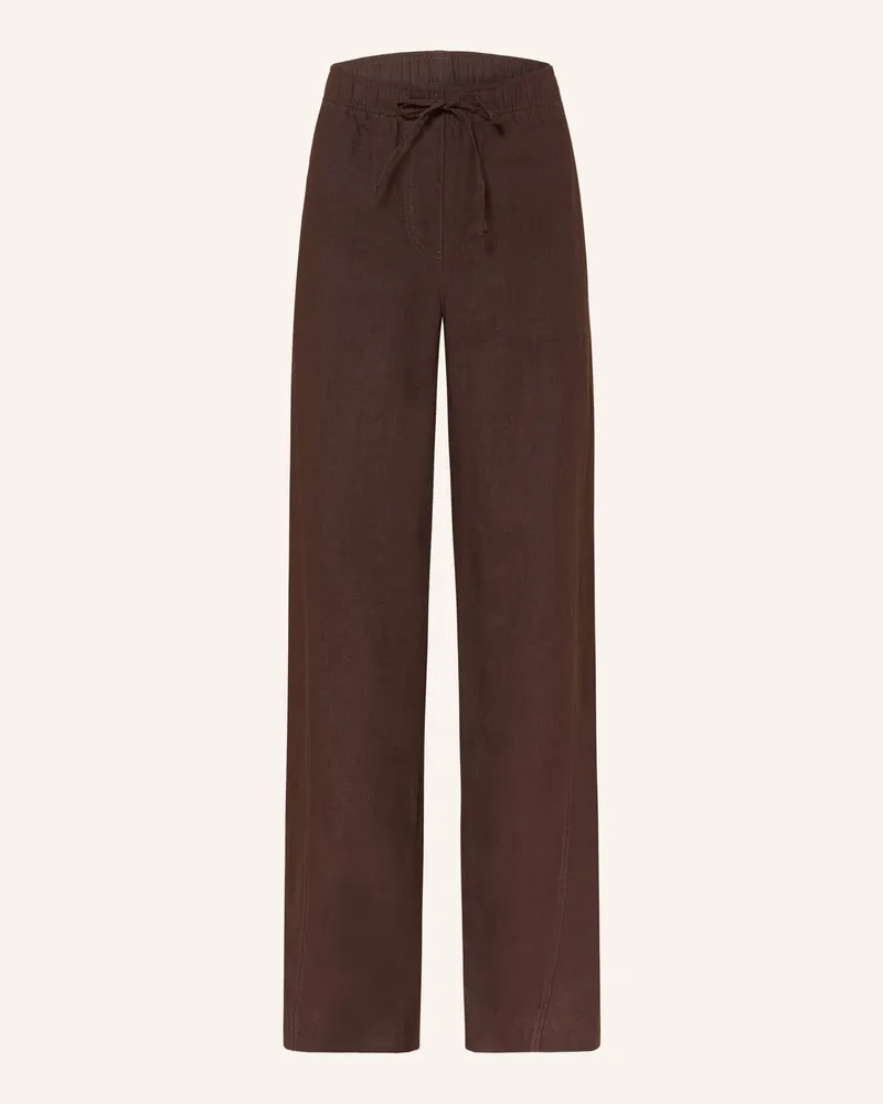 OPUS Marlenehose Mileni Aus Leinen braun Dunkelbraun