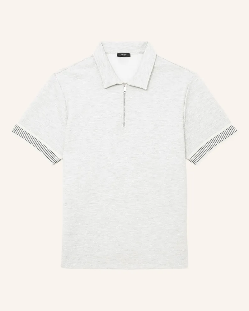 Reiss Strick-Poloshirt Bruno grau Hellgrau