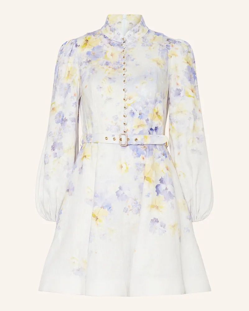 Zimmermann Leinenkleid CRUSH mit Schmuckperlen Weiss