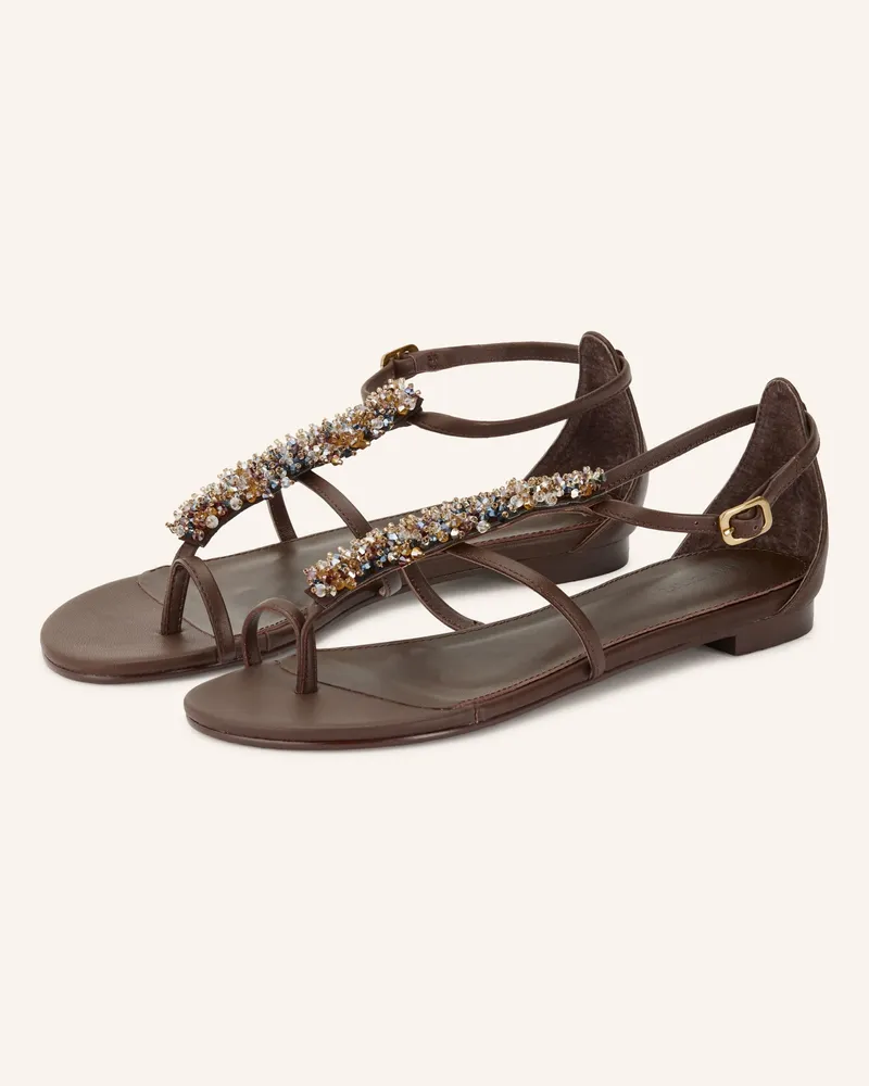 Lola Cruz Zehentrenner Martina Mit Schmucksteinen braun Dunkelbraun