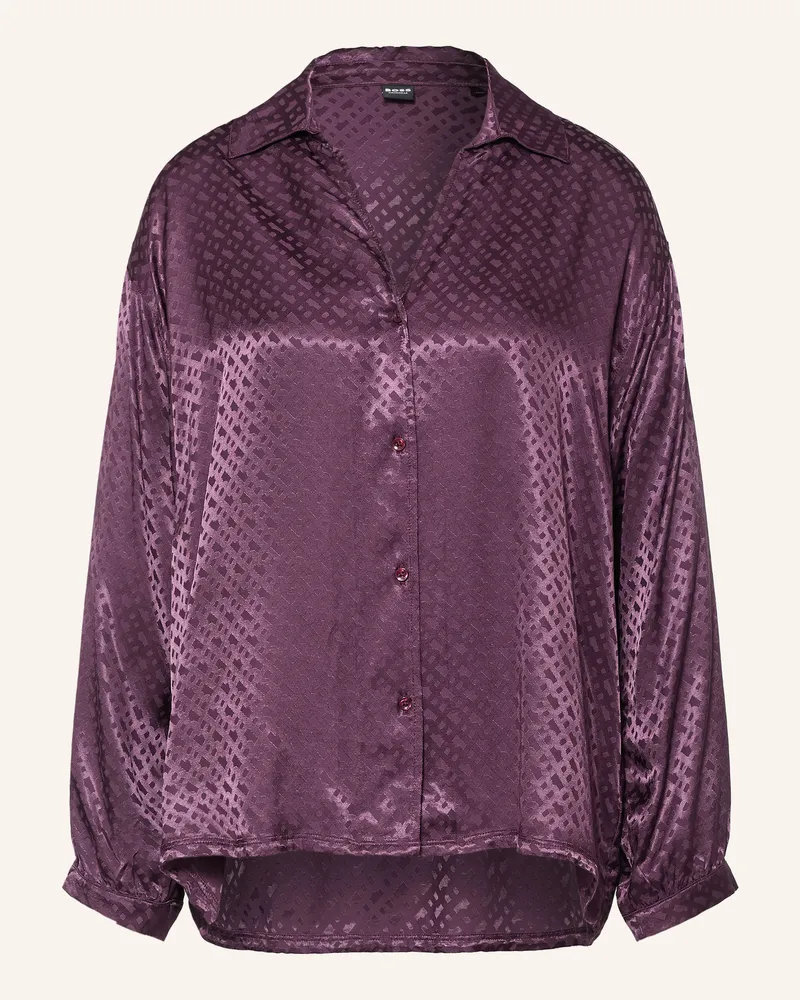 HUGO BOSS Schlafshirt Aus Jacquard lila Dunkellila