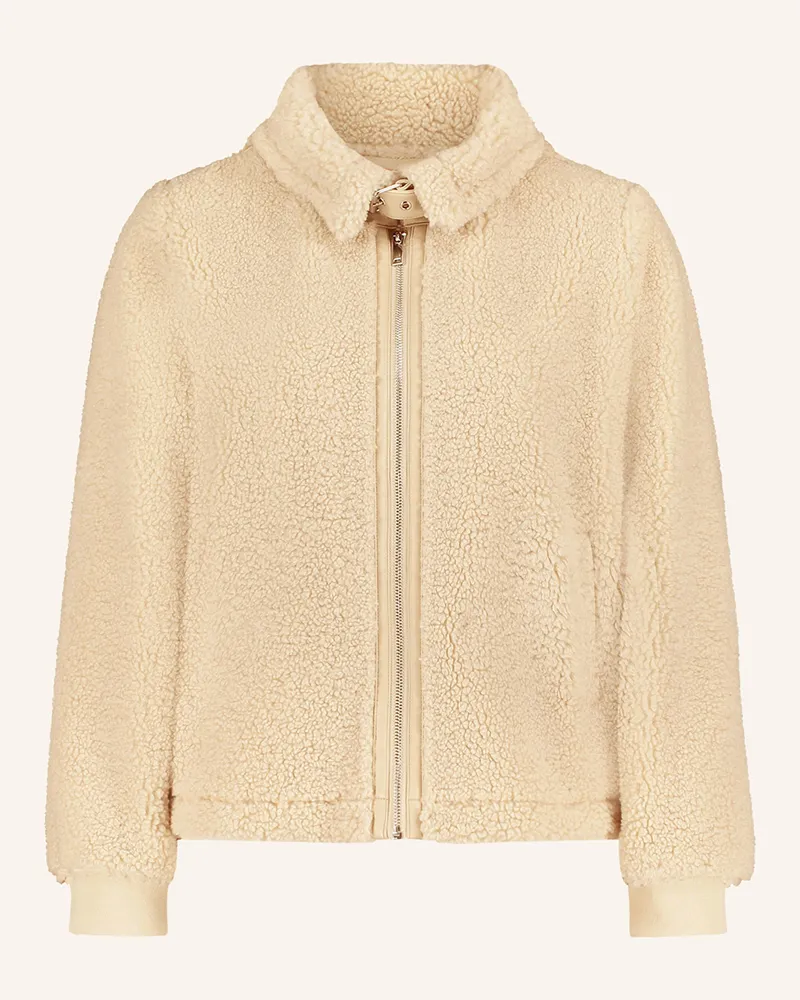 Cartoon Teddyfell-Jacke Creme