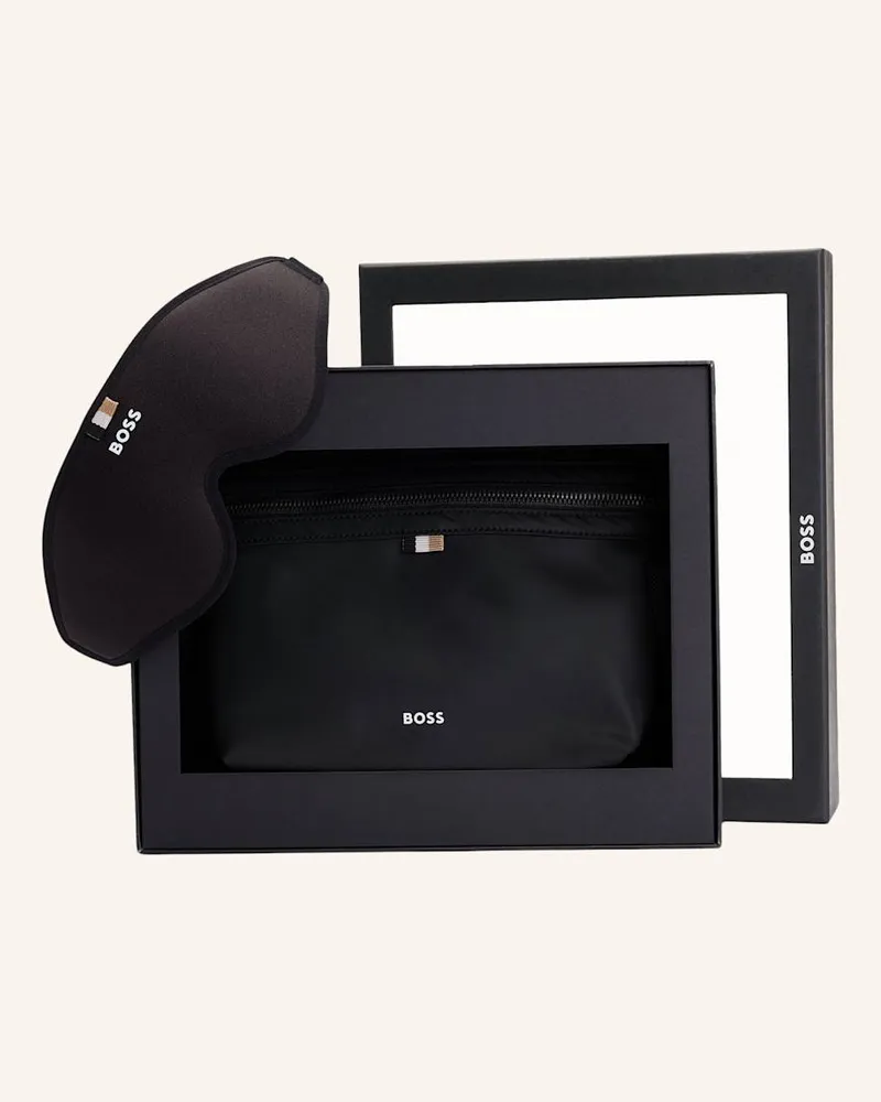 HUGO BOSS Kleine Leder-Geschenkset GB_WASHBAG&MASK Schwarz