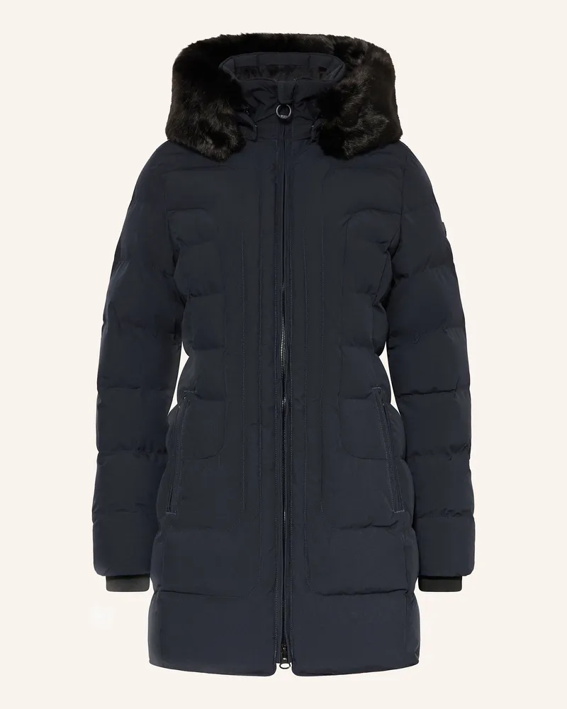 Wellensteyn Steppmantel Belvitesse Long Mit Dupont™ Sorona®-Isolierung Und Abnehmbarem Kunstpelz blau Dunkelblau