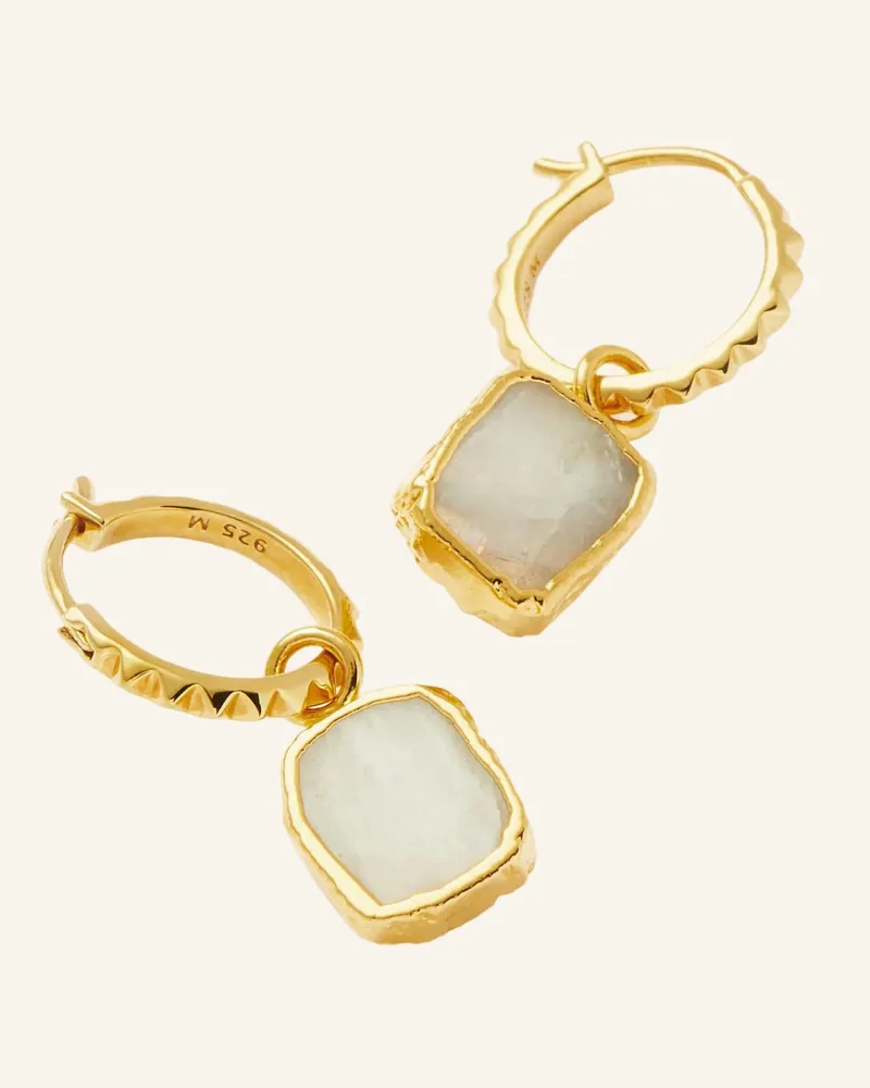 Missoma Creolen Pyramid Rainbow Moonstone Mini Drop Hoops By Glambou gold Gold