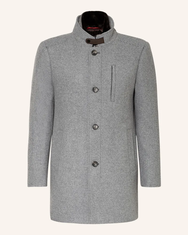 cinque Mantel CIARSENAL mit abnehmbarer Blende und Kunstpelzbesatz Hellgrau