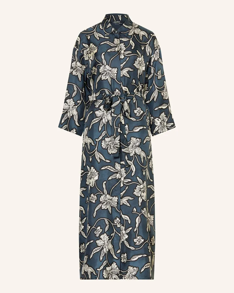 Max Mara Hemdblusenkleid PEONIA aus Seide mit 3/4-Arm Dunkelblau