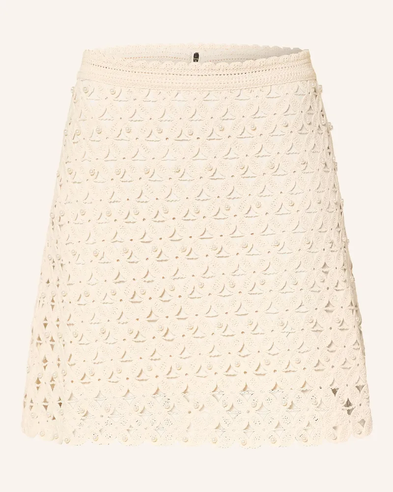 Sandro Häkelrock mit Schmucksteinen Ecru