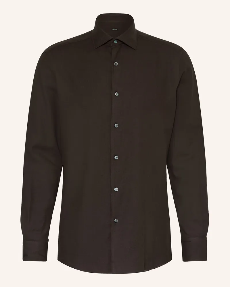 Ermenegildo Zegna Hemd Cashco Regular Fit braun Dunkelbraun