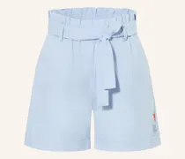 Paperbag-Shorts Mit Schmucksteinen Und Pailletten blau