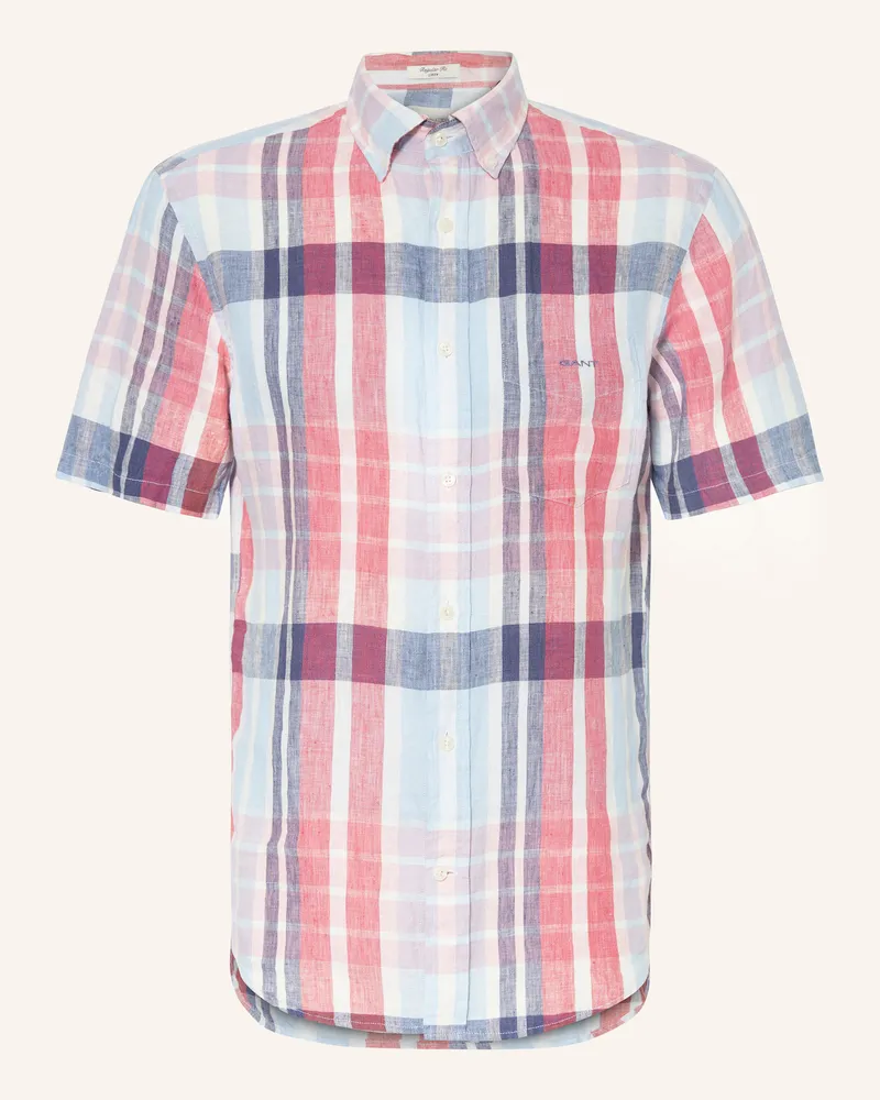 Gant Kurzarm-Hemd Regular Fit aus Leinen Rot