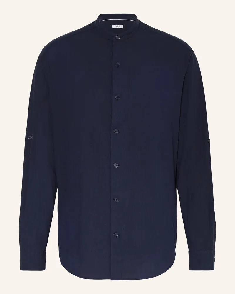 paul Hemd Slim Fit mit Stehkragen Dunkelblau