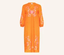Leinenkleid Mit 3/4-Arm orange