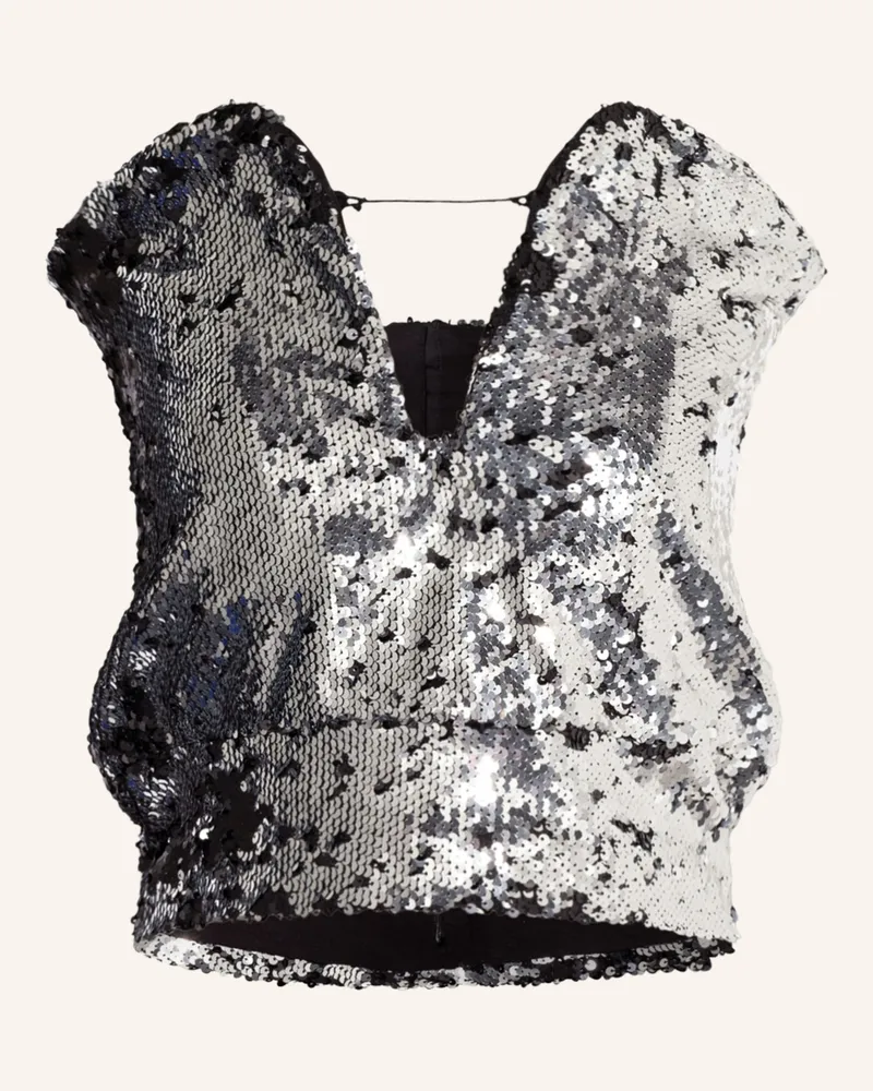 Isabel Marant Top MANDY mit Cut-out und Pailletten Silber