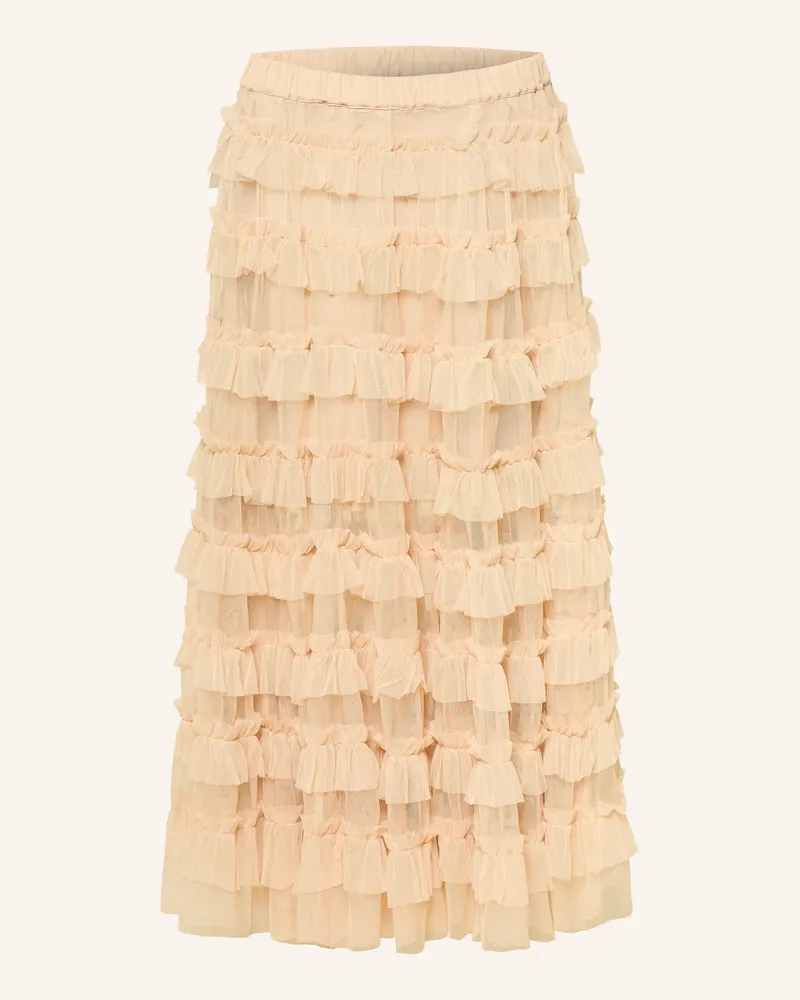 AllSaints Tüllrock mit Rüschen Beige
