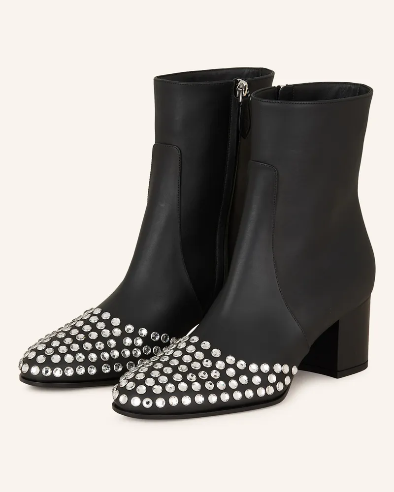 Alaïa Stiefeletten mit Schmucksteinen Schwarz