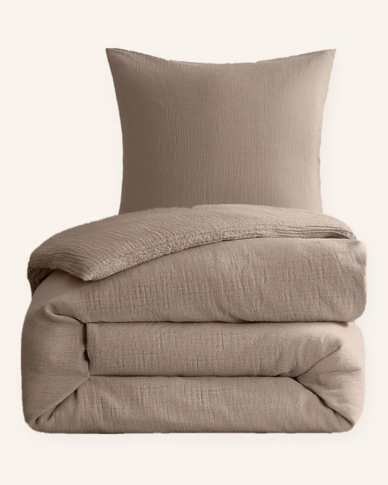 ROYFORT Bettwäsche-Set Musselin grau Beige