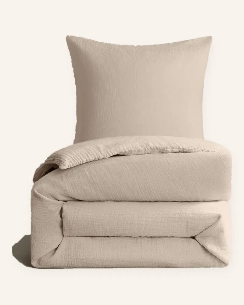 ROYFORT Bettwäsche-Set Musselin grau Beige