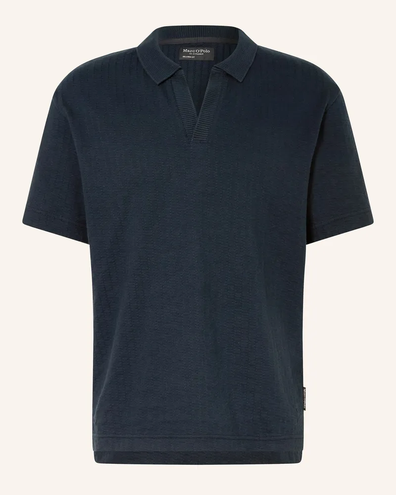 Marc O'Polo Strick-Poloshirt Relaxed Fit blau Dunkelblau