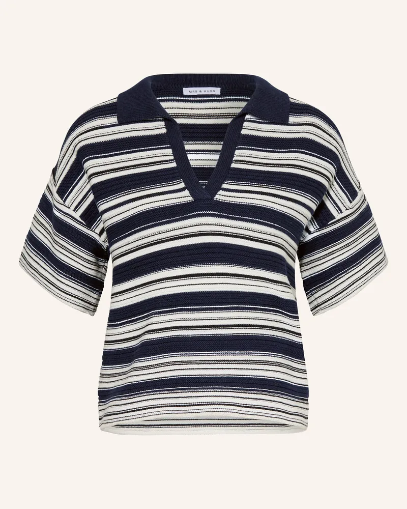Mrs & HUGS Strick-Poloshirt Weiss