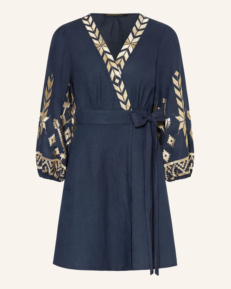 Greek Archaic Kori Strandkleid IOS aus Leinen Dunkelblau