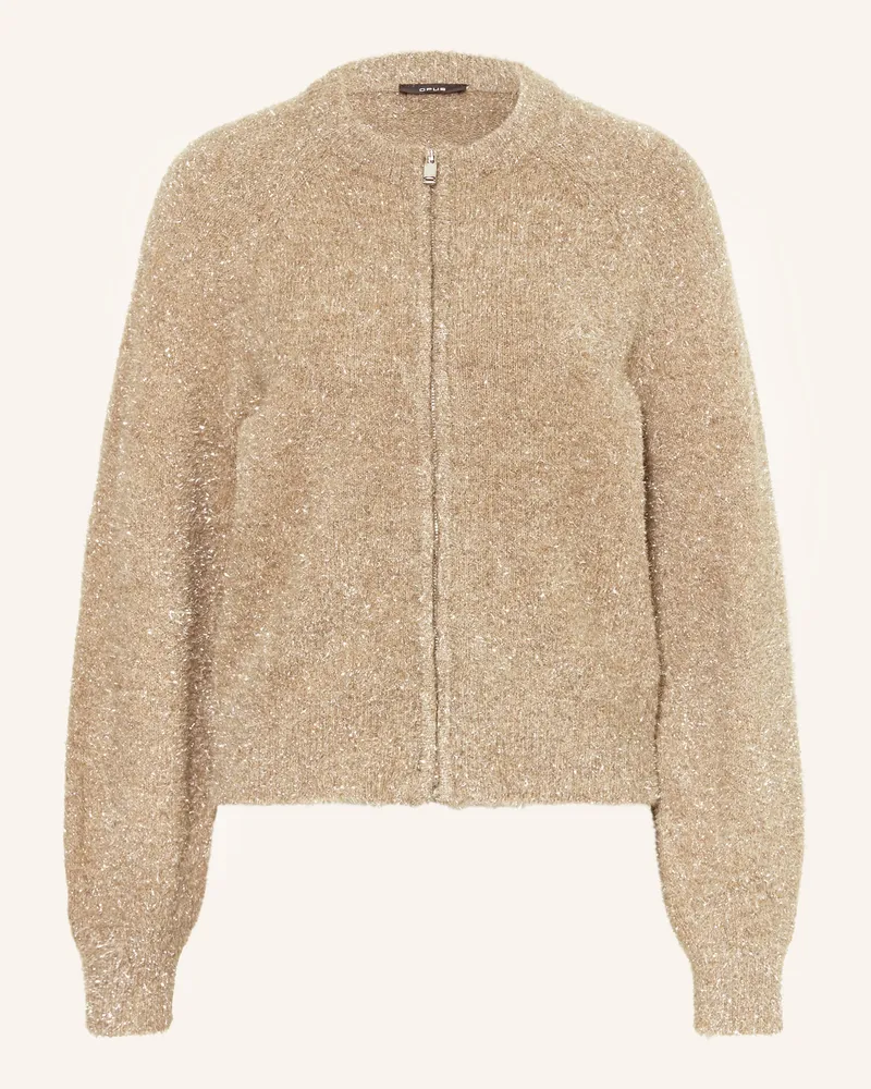 OPUS Strickjacke DOSMIC mit Glitzergarn Hellbraun