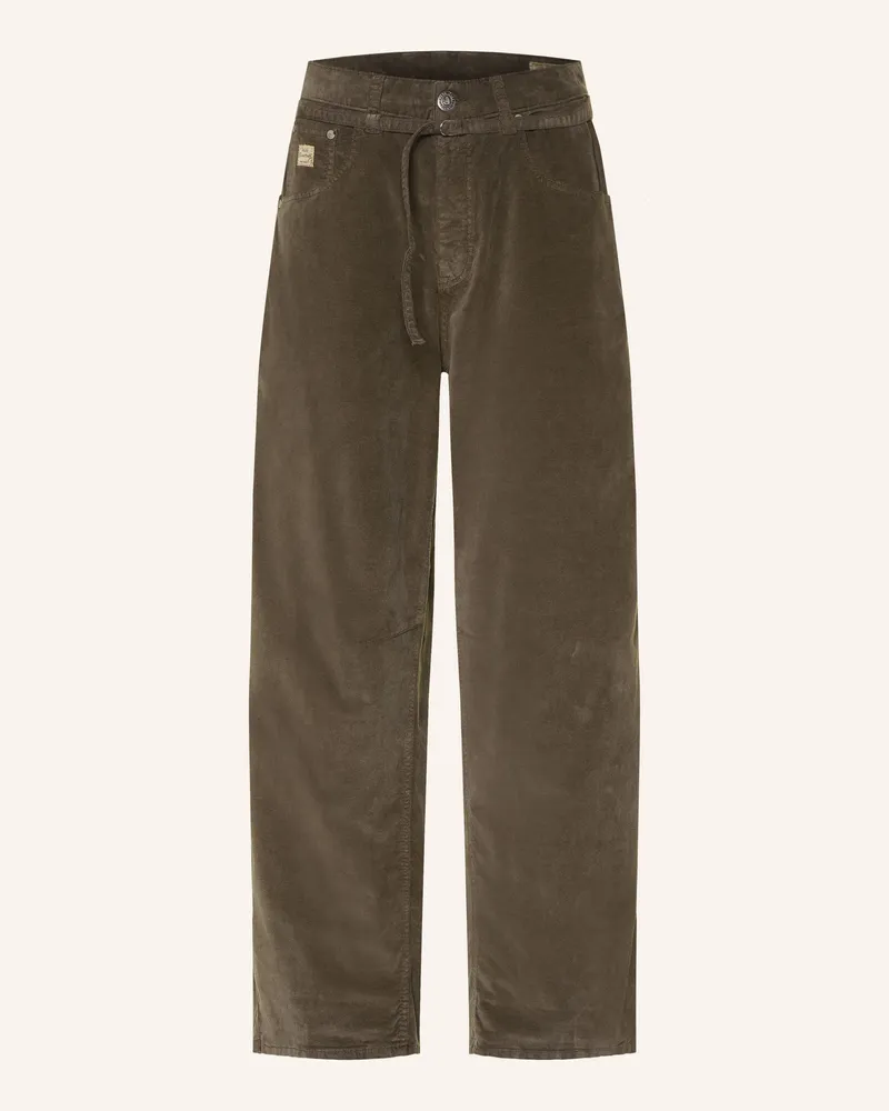 Herrlicher 7/8-Hose Barrow Belt Aus Samt gruen Dunkelgrün