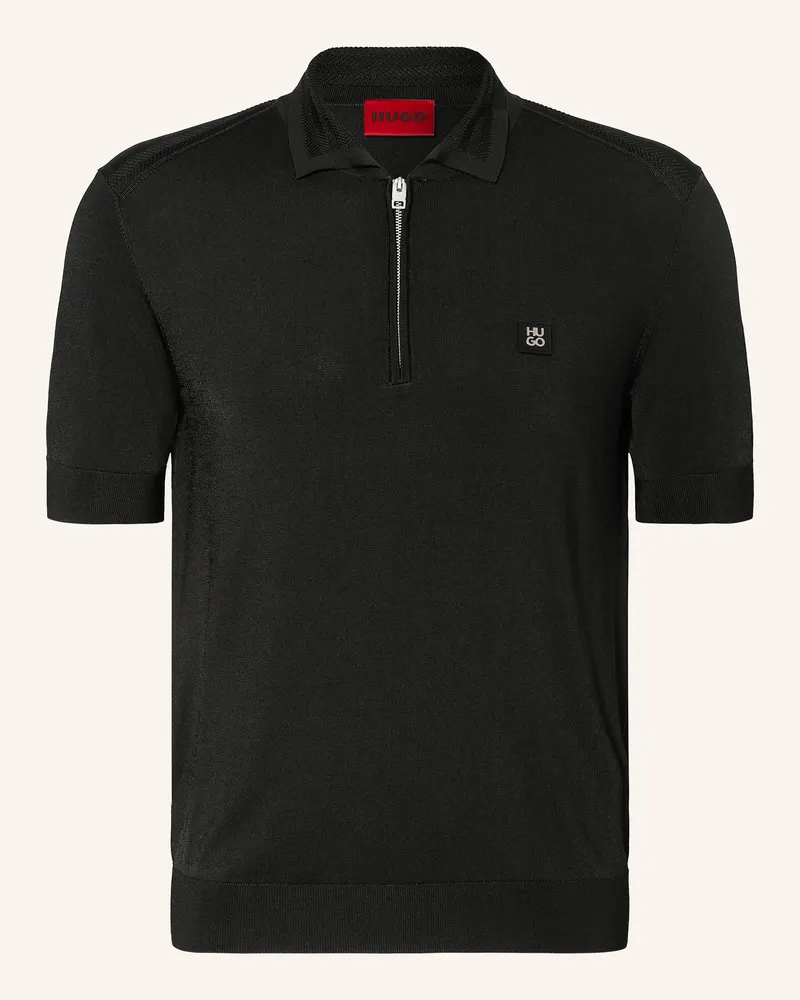 HUGO BOSS Strick-Poloshirt Sayfong schwarz 001