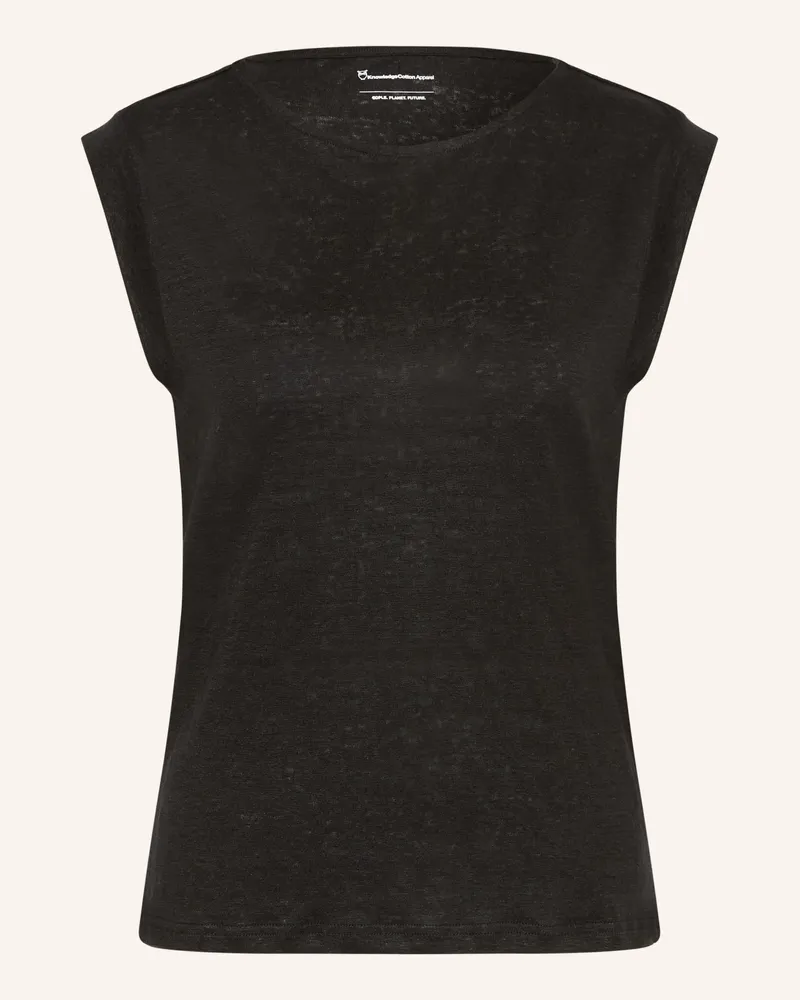 Knowledge Cotton Apparel Leinentop schwarz Schwarz