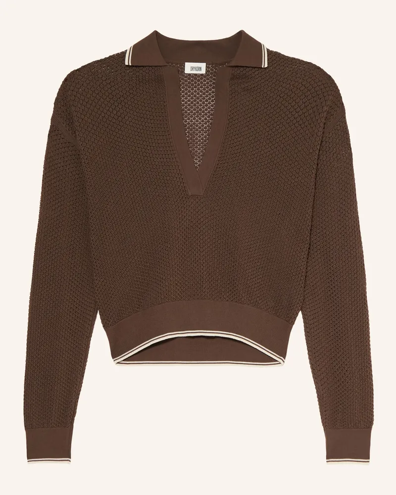 Drykorn Strick-Poloshirt Jorgia braun Dunkelbraun