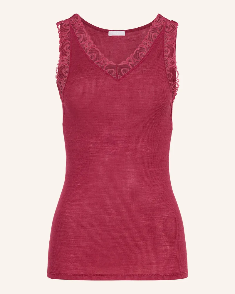 Hanro Top WOOLEN LACE aus Merino mit Spitze Fuchsia