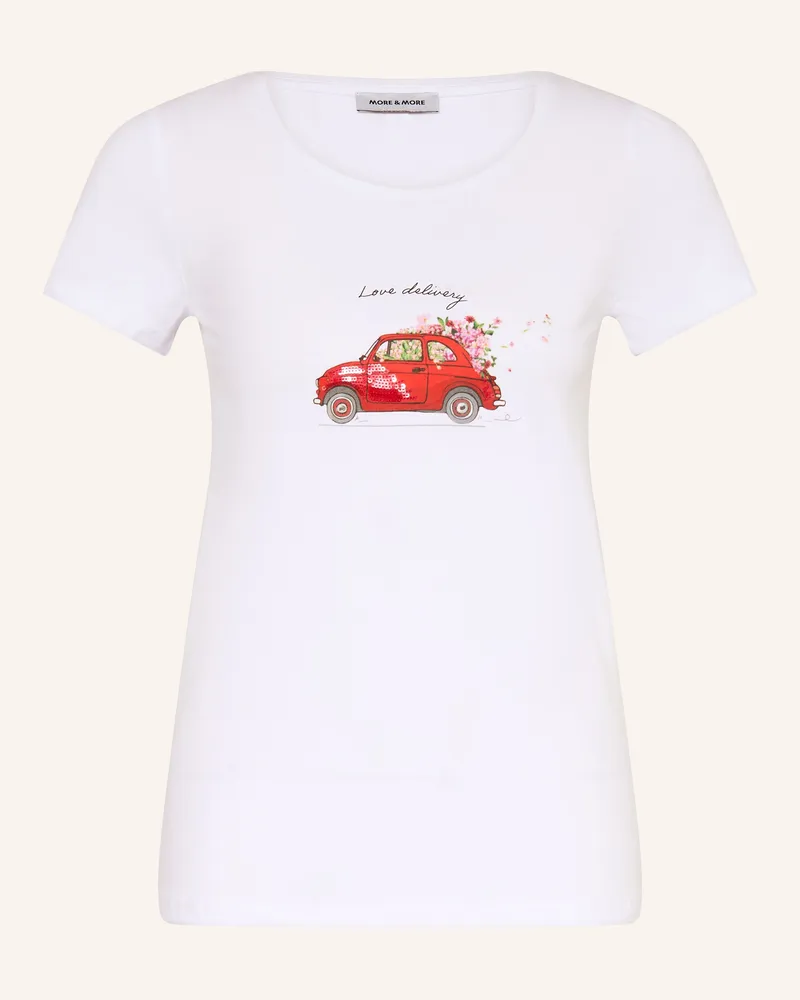 More & More T-Shirt Mit Pailletten weiss Weiss