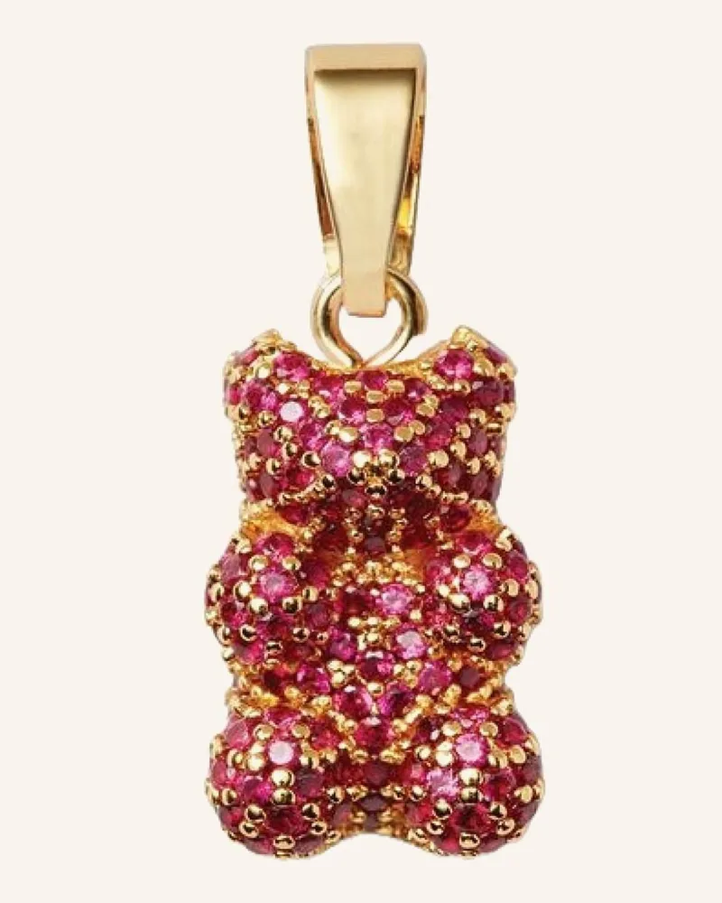 CRYSTAL HAZE Anhänger Auntie Bear Red By Glambou gold Gold